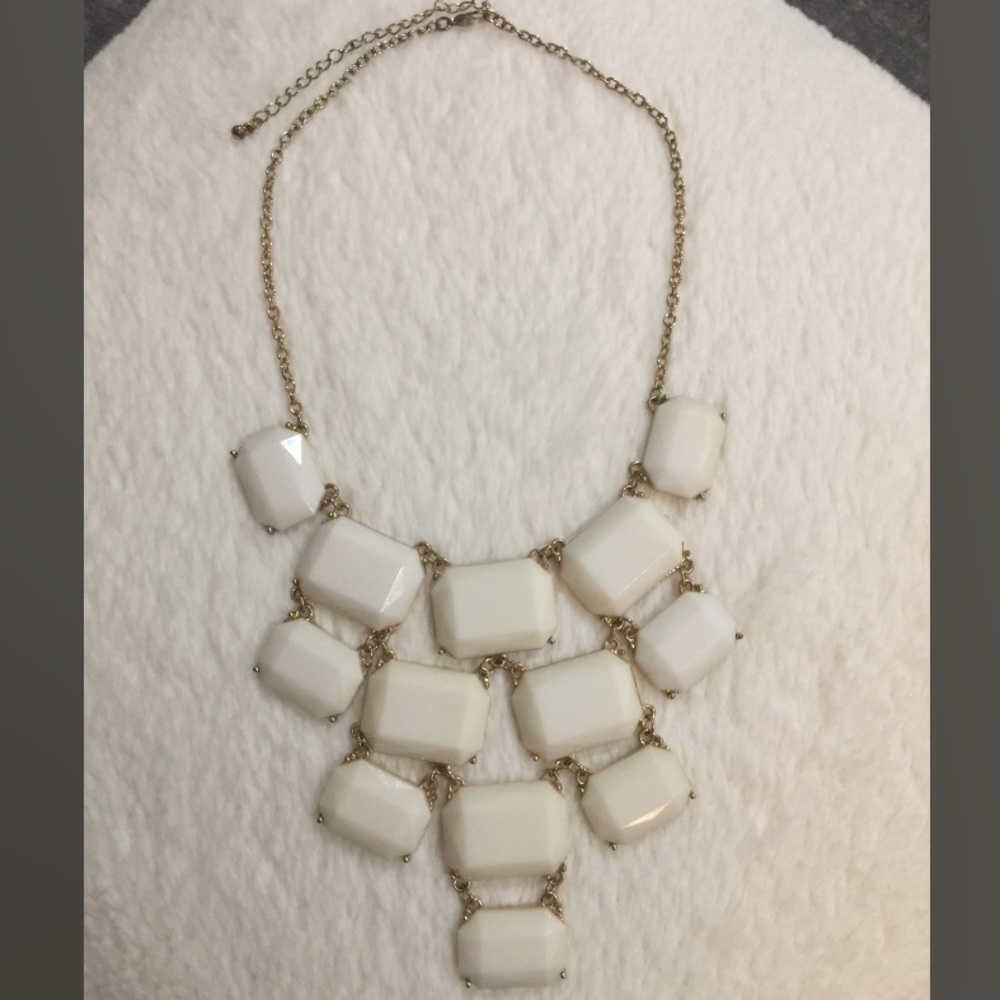 White & Gold Geometric Statement Necklace